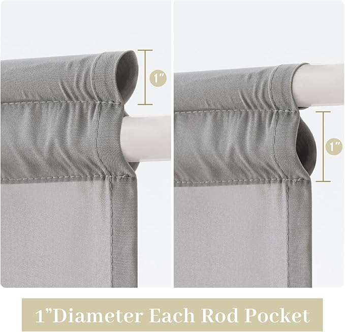 MIULEE Non-See-Through French Door Curtains for Doorway, Privacy Semi Sheer Curtains for French Doors, Light Filtering Rod Pocket Window Drapes with Tie Back, Grey, 54 x 72 inches, 2 Panels