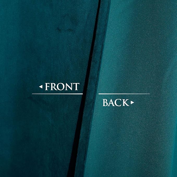 StangH Teal Curtains Velvet - Extra Long Thick Velvet Drapes Blackout Panels with Solid Grommet Design for Large Window Decor, Teal, W52 x L108 inches, 2 Panels