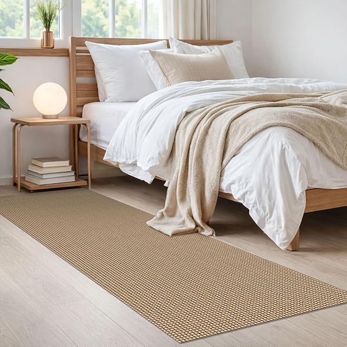 IOHOUZE Washable Runner Rug 2x6 Non Slip Rubber Backed Runners for Hallways Entryway Runner Indoor, Kitchen Rugs Woven Cotton Floor Carpet for Hall Entrance Bedroom, Orange/Tan/Brown