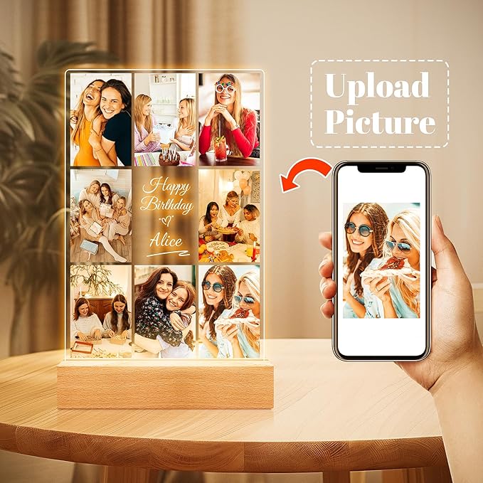 Custom Picture Frames with Photos, Personalized Photo Frame, Customized Picture Frame, Personalized Birthday Gifts for Women Men Her Him Wife Mom Dad Kid Baby Family Best Friends