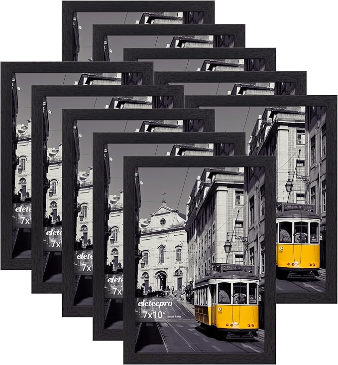 eletecpro 7x10 Picture Frames Set of 10, Picture Frame Collage Wall Decor Display 7x10 Photo, Home Decor Gallery Frame 7 x 10 for Table Top or Wall Mounting, Black