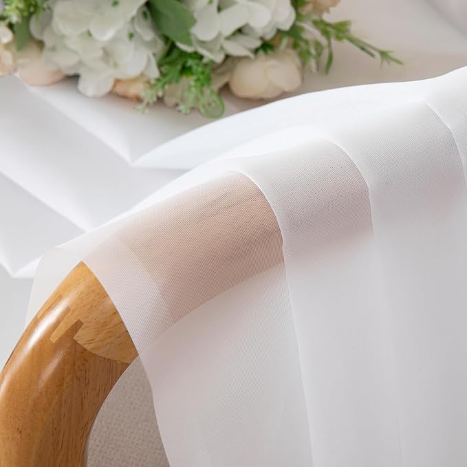 Lecloud White Sheer Curtains 84 Inch Length 2 Panels Set, Airy Voile Window Curtain Panels, Elegant Light Filtering Curtains for Living Room Bedroom Decor with Rod Pocket, Each Panel 42 X 84 Inch