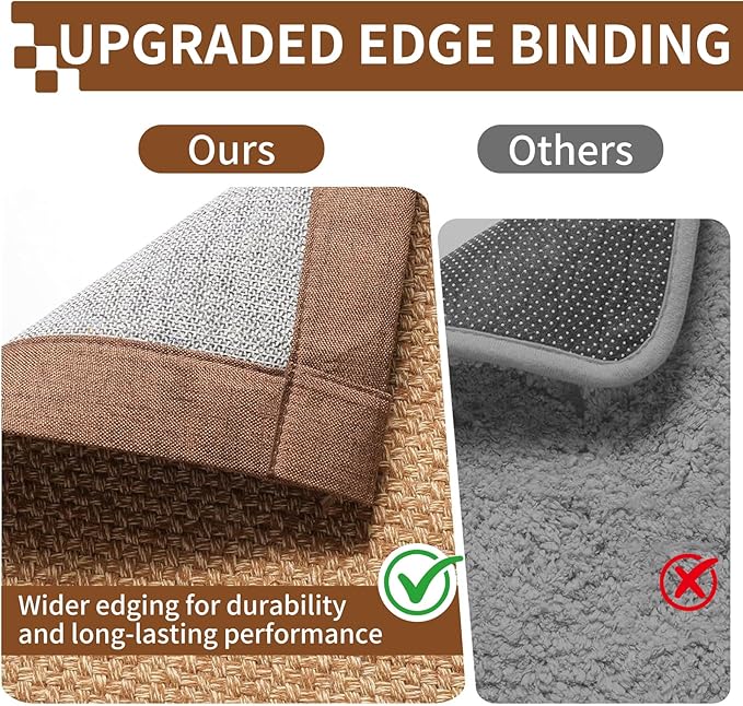YDKGL Washable Runner Rug 3x5 Jute Like Entryway Indoor Runner Mat Rugs Non Slip, Woven Soft Farmhouse Area Boho Floor Carpet for Hallway Kitchen Laundry Hall Backdoor Bedroom Living Room, Brown