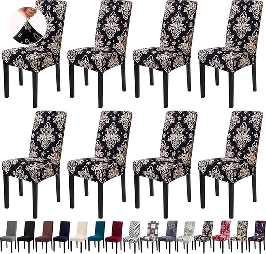 Chair Covers, Stretch Kitchen Chair Covers/Dining Chair Covers for Dining Room 8 Pack, Removable Washable Dining Chair Slipcovers for Home, Hotel, Banquet