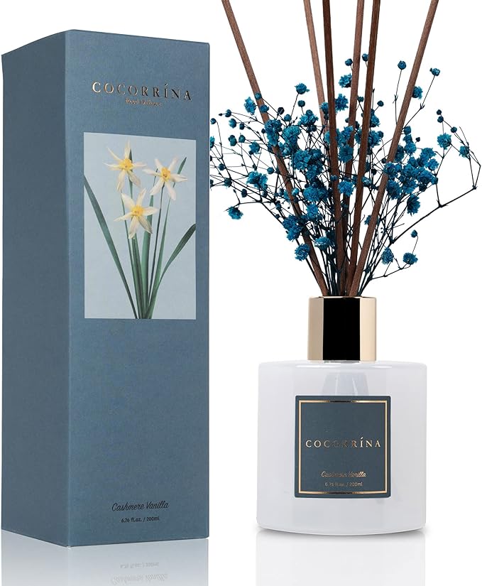 COCORR??NA Reed Diffuser - Cashmere Vanilla 6.7 fl oz Reed Diffuser for Bedroom Bathroom Home D??cor