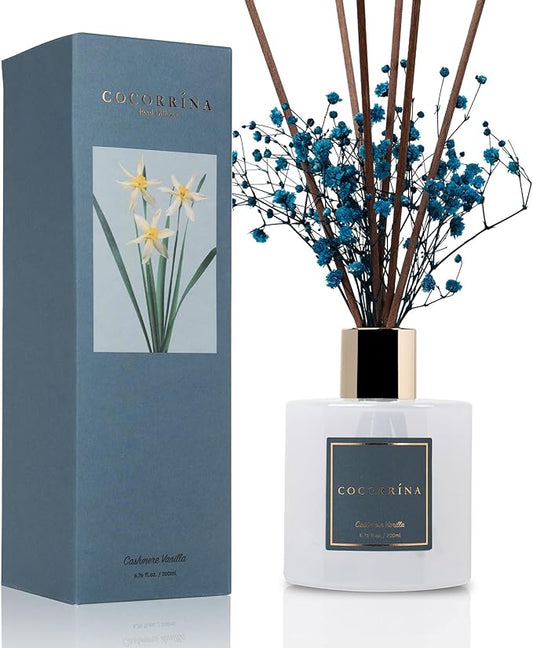 COCORRÍNA Reed Diffuser - Cashmere Vanilla 6.7 fl oz Reed Diffuser for Bedroom Bathroom Home Décor