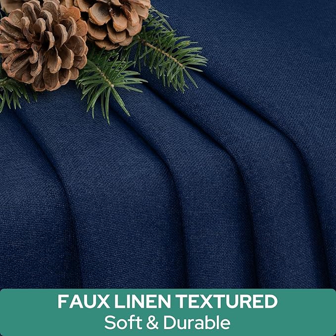 HOMEIDEAS 100% Linen Blackout French Door Curtains, Privacy Door Window Curtains, 26 X 40 Inch Room Darkening Blinds, Thermal Insulated Shades for Bedroom, 1 Panel, Navy