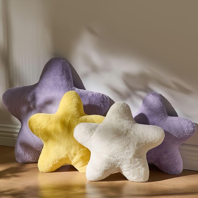 Set of 2 Throw Pillows Star Pillow Couch Pillows Decorative Pillows Bed Pillows Cute Pillows,Purple 15"