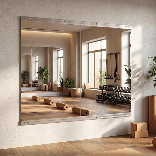 Antok Home Gym Mirror 56"x28" 2PCS, Large Full Length Wall Mounted Mirrors, Frameless Tempered Glass Full Body Mirror for Gym Yoga Dance Studio Garage Bedroom & Bathroom