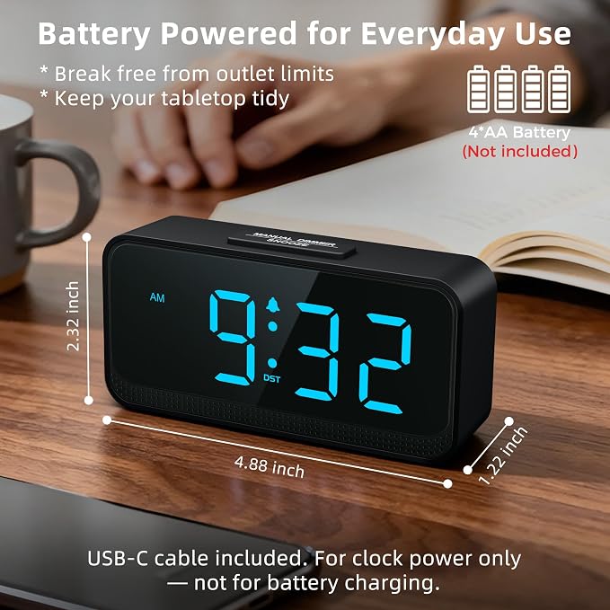 Battery Operated Small Alarm Clock: Compact Cordless Design - Image 3