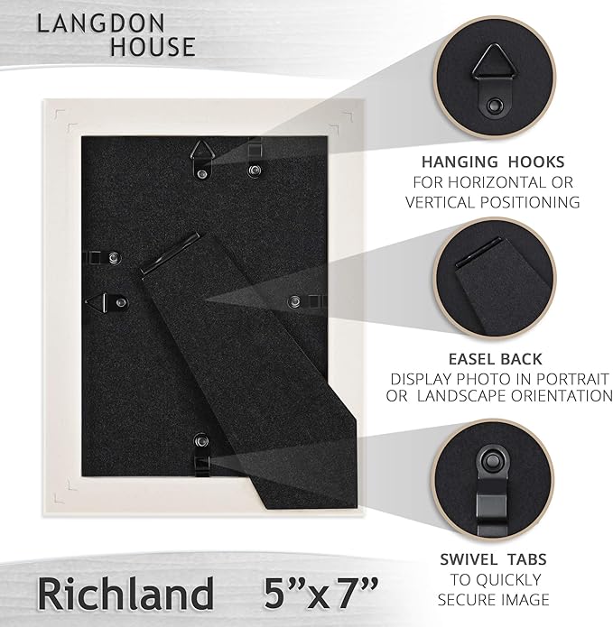 Langdon House 5x7 Picture Frames (Ash Gray, 6 Pack) Woodgrain Style, Richland Collection