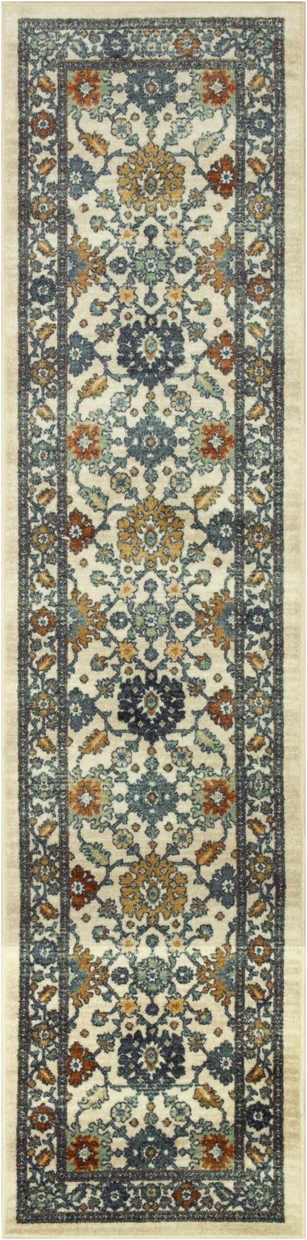 Maples Rugs Benton Oriental Runner Rug – Made in USA – Washable, Non-Slip, Low Profile Indoor Rug for Hallway, Kitchen, and Laundry Room, 2' x 8', Beige