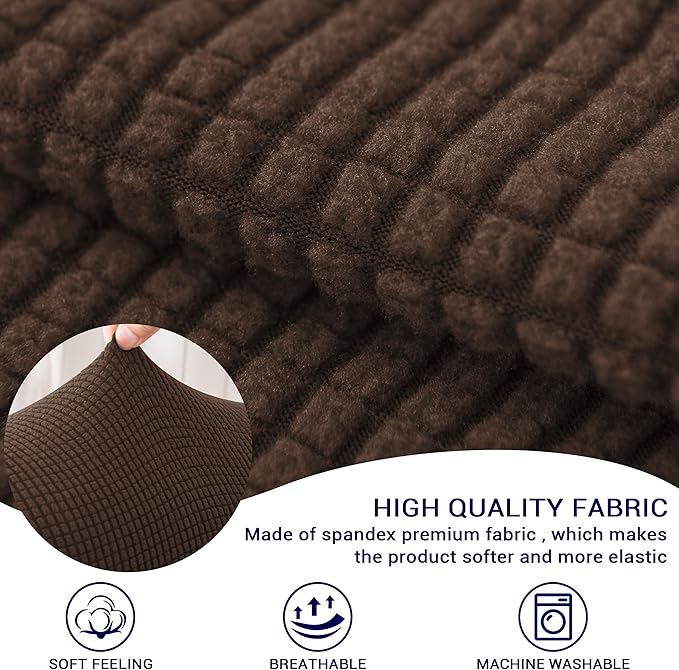 SUBRTEX Stretch Couch Arm Covers Set of 2, Checkered Sofa Arm Slipcovers, Anti-Slip Armrest Covers for Recliner and Armchairs, Pet Proof, High Stretchy, Hook & Loop Tape, Chocolate