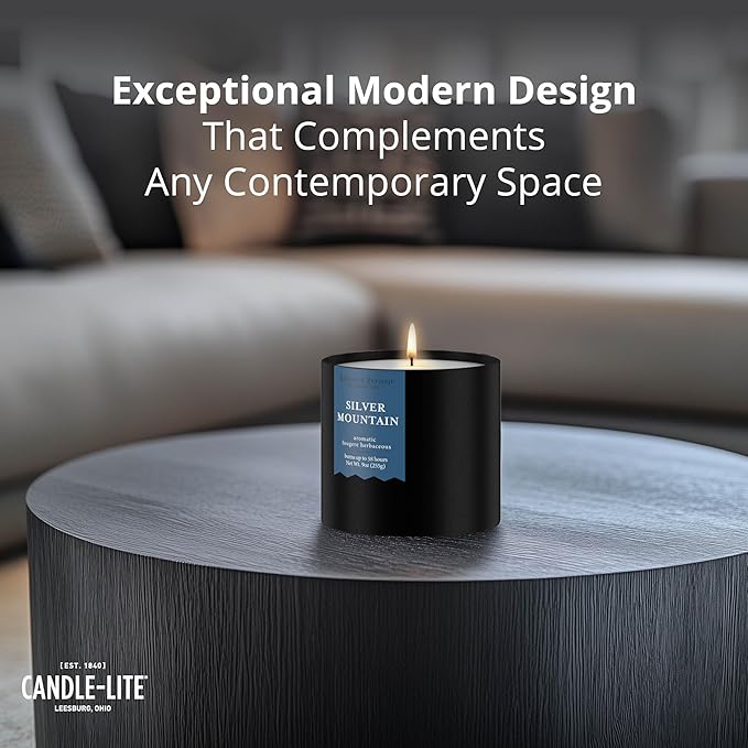 Candle-lite Rugged & Refined Scented Candle for Men, Silver Mountain, 9 oz Tin, Poured in The USA, Masculine Fragrance, 1-Wick, 58 Hours of Burn Time, Ideal Gift for Man in Your Life & Father's Day