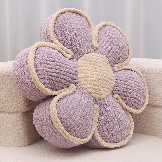 Lavender Daisy Decorative Throw Pillows Flower Shaped Pillow 16" Cute Soft Floor Cushion for Couch Bed Chair Girls Room Bedroom Decor Aesthetic (1, Lavender, 16 Inch)