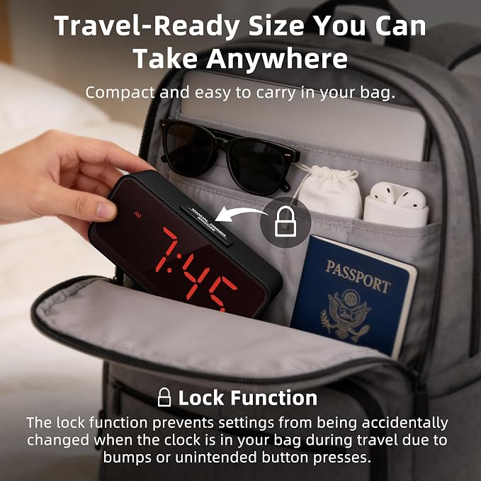 Battery Operated Small Alarm Clock: Compact Cordless Design - Image 4