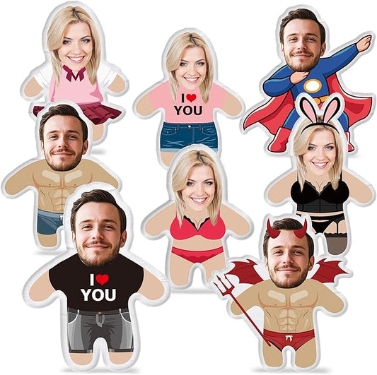 Custom Face Pillow Cute Personalized Photo Plush Doll, 3D Double-Sided Plush Stuffed Pillow for Home Sofa Decor Customized Funny Pillow for Valentines Day Gifts for Boyfriend Girlfriend Him Her