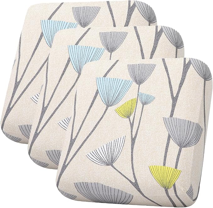hyha Printed Couch Cushion Covers, Floral Sofa Covers Washable for 3 Cushion Couch, Stretch Pattern Outdoor Cushion Covers for Patio Furniture with Elastic Bottom(3 Packs, Dandelion Flower)
