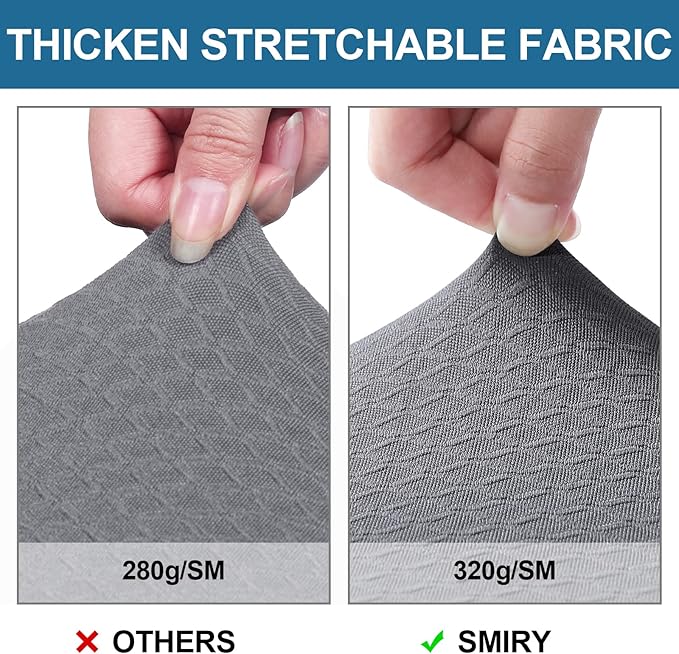 Smiry Waterproof Seat Covers for Dining Room Chairs Set of 10, Stretch Jacquard Removable Washable Chair Seat Slipcovers Protector, No Rear Covers, Grey