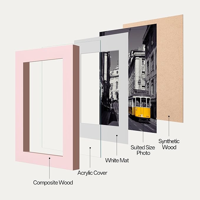 eletecpro 4x6 Picture Frames Set of 10, Picture Frames Collage Wall Decor Display 3.5x5 Photo with Mat or 4x6 without Mat, Home Decor Gallery Frame for Table Top or Wall Mounting, Pink