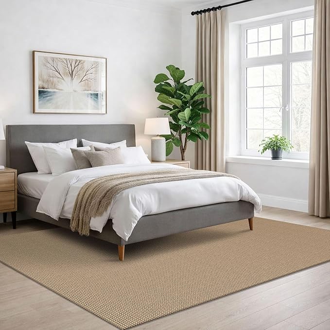 IOHOUZE Washable Area Rug 5x7 Non Slip Rubber Backed Woven Rugs for Living Room, Dining Room Rugs Bedroom Rug, Floor Carpet for Living Room Nursery Office, Orange/Tan/Brown