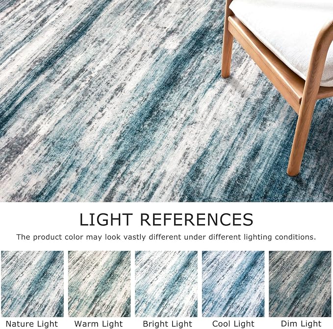 KOZYFLY Modern Abstract Hallway Runner Rug, 2x5 Washable Rug Runner Non-Slip Soft Striped Kitchen Runner Rugs, Print Blue Carpet Runner for Entryway Bathroom Laundry Room Foyer