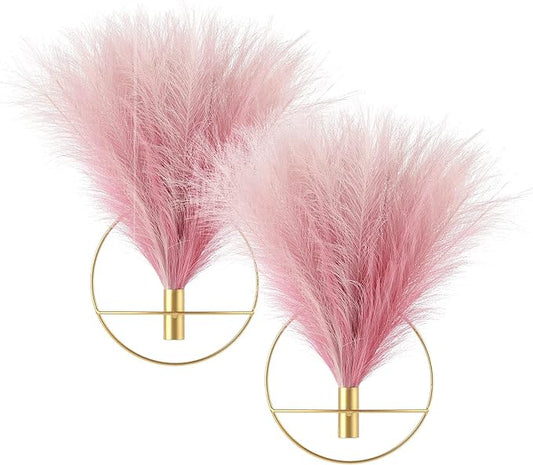 Pretty Jolly Boho Wall Art, Hanging Artificial Pampas Display, 2 Pack Gold for Living Room, Bedroom, Bathroom, Dining Room