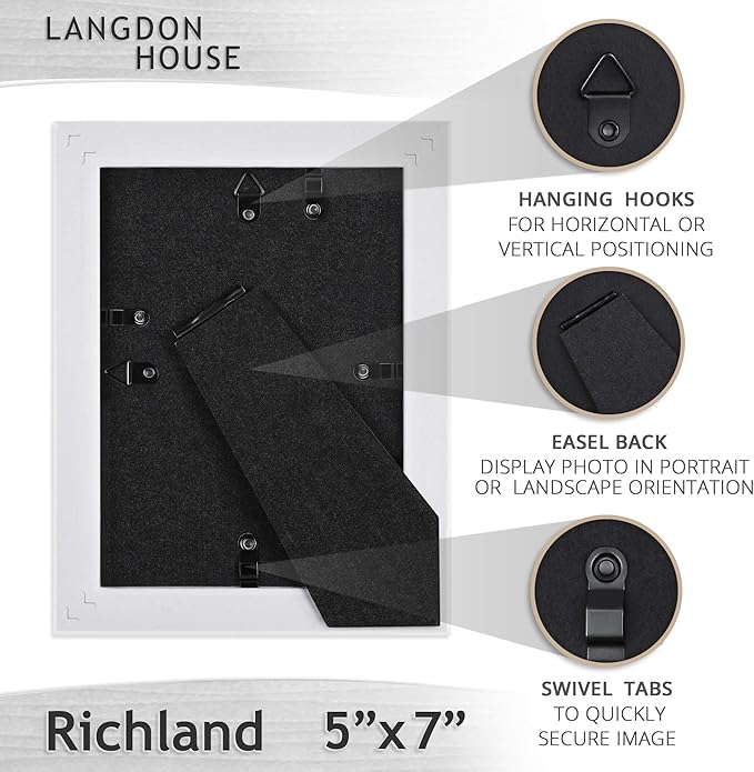 Langdon House 5x7 Picture Frames (Distressed White, 6 Pack) Farmhouse Style, Richland Collection