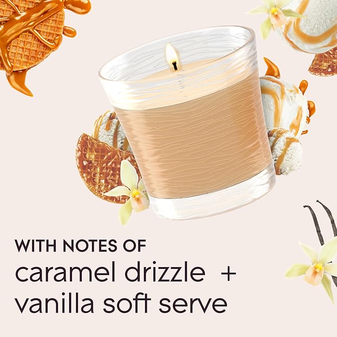 Glade 1-Wick Scented Candle Jar, Vanilla Caramel Twist, Air Freshener Infused with Essential Oils, 4.08 Oz, 2 Count