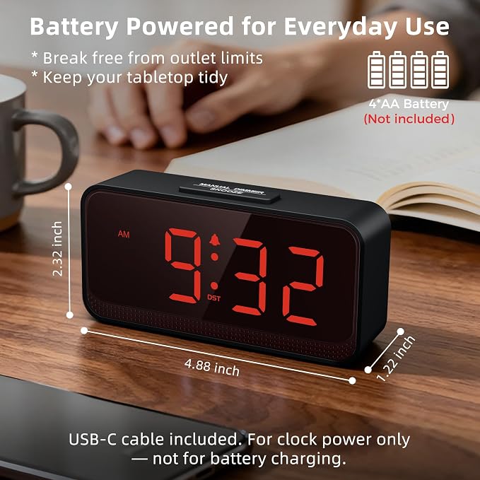 Battery Operated Small Alarm Clock: Compact Cordless Design - Image 3