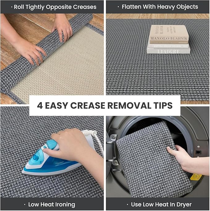 IOHOUZE Washable Runner Rug 2.6x12 Non Slip Rubber Backed Extra Long Hallway Runner Entryway Runner Indoor, Kitchen Rugs Woven Cotton Floor Carpet for Hall Entrance, Dark Grey