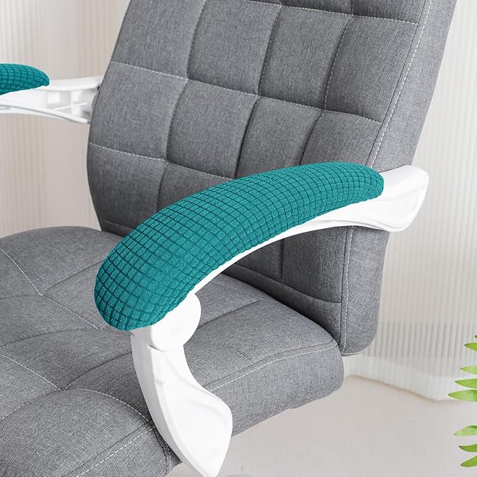 FORCHEER Office Chair Armrest Covers Stretchable Water Resistant Spandex Stretch Jacquard Elastic Band Computer Office Chair Arm Pad Covers Chair Slipcover for Desk Chairs Arm 2P-Teal