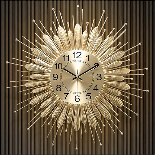 27" Gold Mid Century Modern Wall Clock，Battery Operated Decorative Decorative Metal Wall Clock for Living Room/Bedroom/Office/Bathroom Wall Art&Clocks