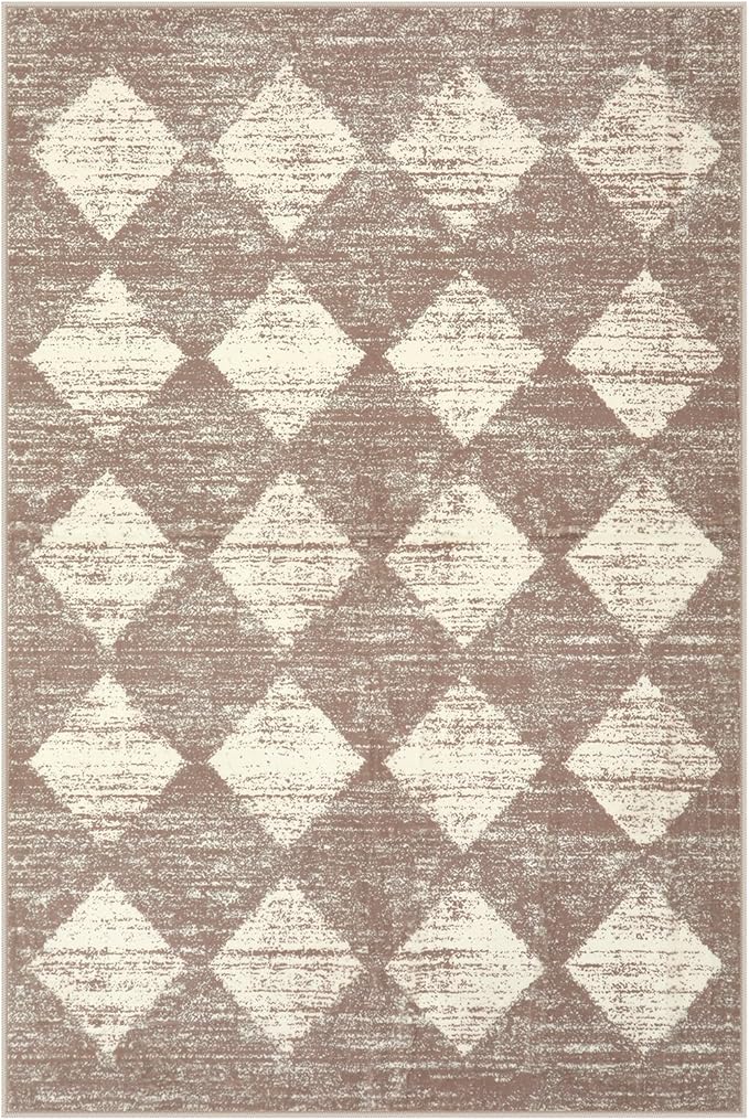 Lahome Zelie Machine Washable Rugs 6x9, Soft Beige Rugs for Bedroom Aesthetic Non Slip Living Room Rug Dining Room Carpet for Under Table, Moroccan Trellis Indoor Carpet for Dorm Apartment Playroom
