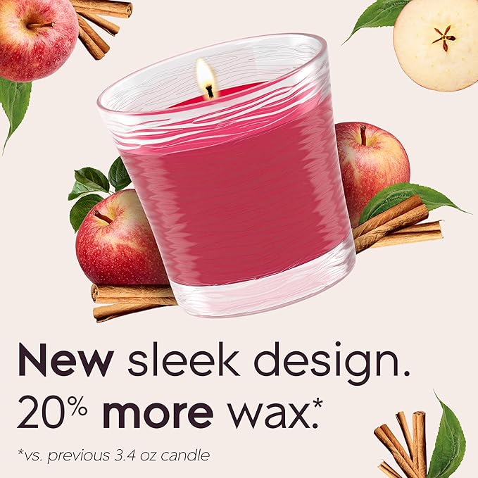 Glade 1-Wick Scented Candle Jar, Apple Cinnamon, Air Freshener Infused with Essential Oils, 4.08 Oz, 3 Count