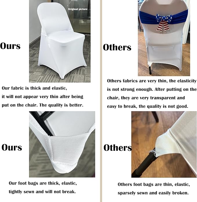 10PCS Stretch Spandex Folding Waterproof Chair Covers,Universal Fitted Chair Cover Protector for Wedding Party Banquet Holidays Celebration Decoration(White)