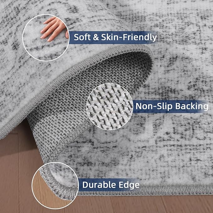 Washable Runner Rugs for Hallway 2x6 Rug Runners,Boho Vintage Kitchen Runner Rugs,Ultra-Thin Entryway Runner,Non-Slip Backing Carpet for Hallways,Bedroom,Bathroom,Laundry Room