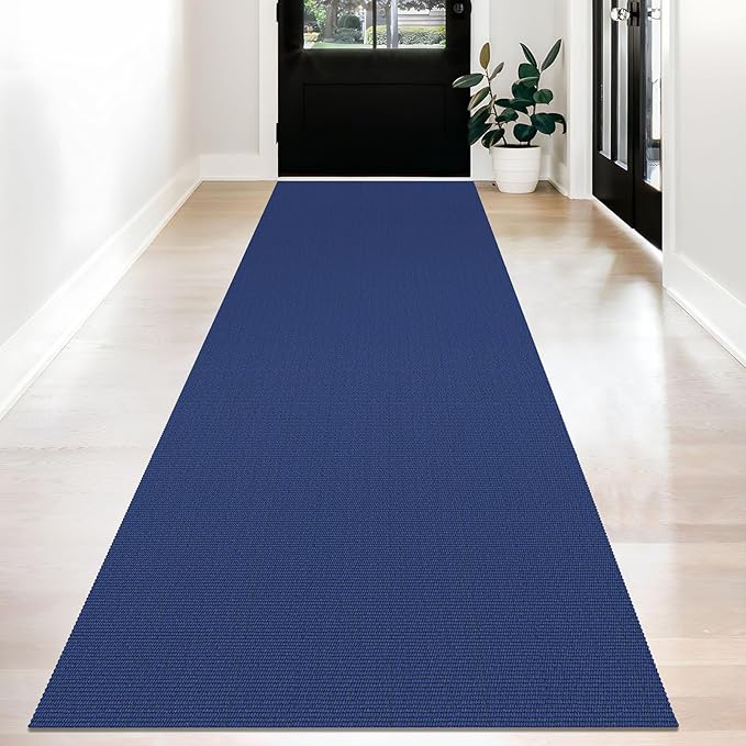 KOZYFLY Washable Runner Rug 3x12 ft Hallway Kitchen Runner Rugs with Rubber Backing Bobo Non Slip Entryway Runner Indoor, Long Carpet Runners for Hall Kitchen Entryway, Royal Blue