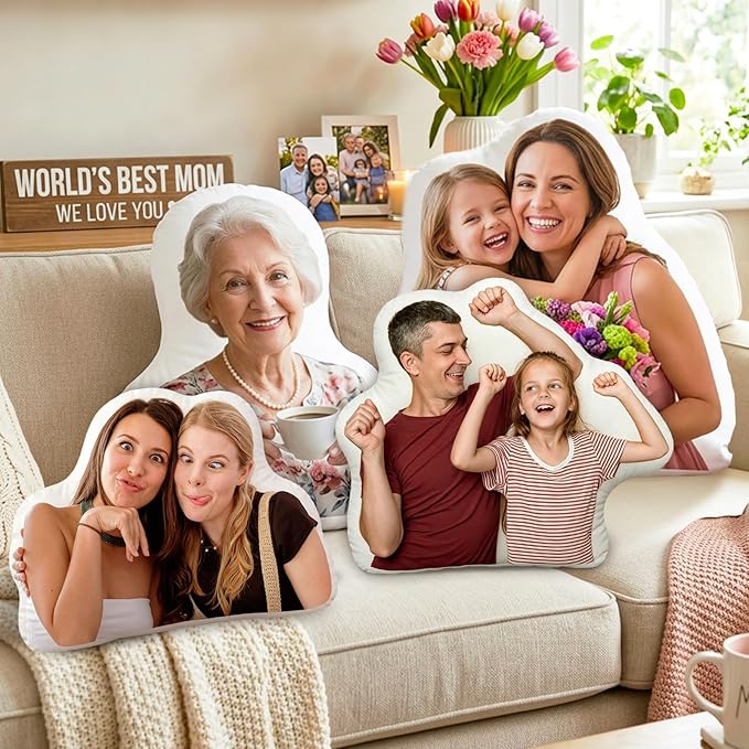 Custom Pillows with Picture - Mothers Day Custom Photo Gifts for Mom from Kids/Son/Daughter/Husband, Birthday Valentine Gifts for Mom Women Wife
