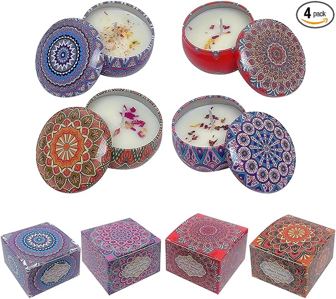 Scented Candles Gift Set, 4 Pack Aromatherapy Candle for Home, Lavender Candle Birthday Gifts for Women, Long Lasting Soy Wax, Mom Bath Spa Meditation Christmas Gifts Candles (4PCS)