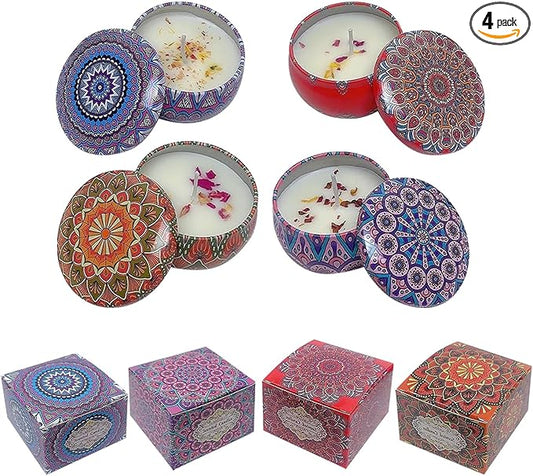 Scented Candles Gift Set, 4 Pack Aromatherapy Candle for Home, Lavender Candle Birthday Gifts for Women, Long Lasting Soy Wax, Mom Bath Spa Meditation Christmas Gifts Candles (4PCS)