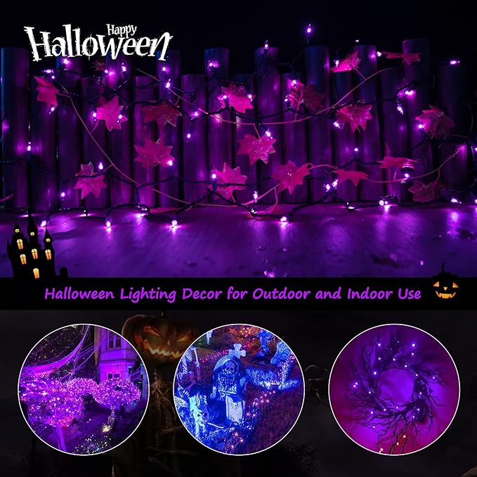 Minetom Halloween String Lights Outdoor 100 Count 20 Feet Incandescent Bulb Mini Lights for Christmas Indoor Garland Party Festival Decoration, Purple