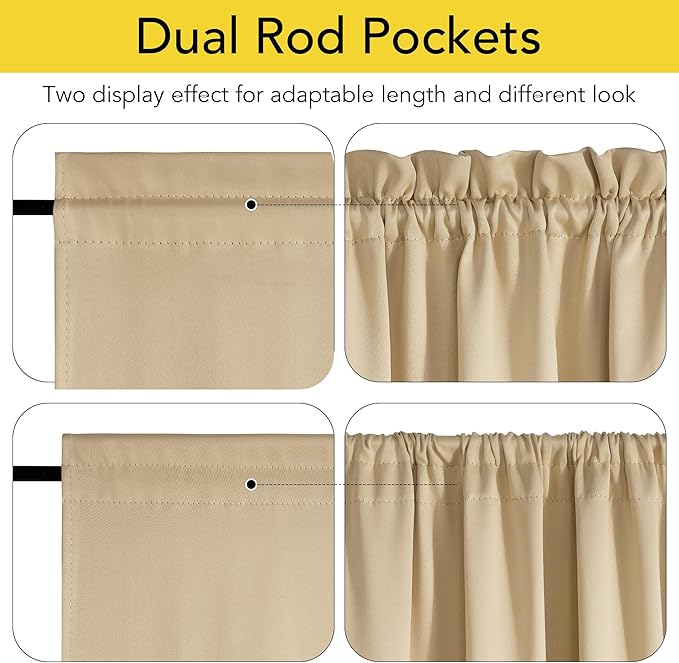NICETOWN 100% Blackout French Door Curtain,Privacy Thermal Insulated Window Curtain with Adjustable Tieback for Glass Front Sliding Patio Door, 1 Panel, 36W x 72L, Biscotti Beige