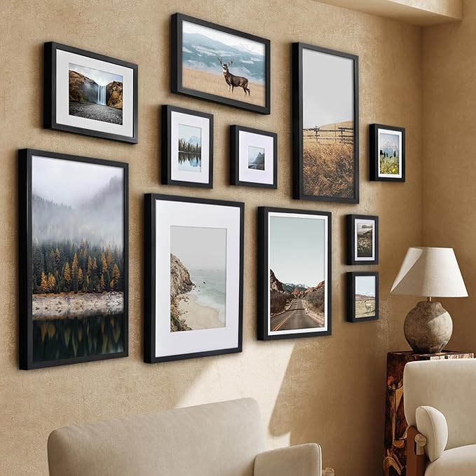 Americanflat 12x18 Poster Frame with Polished Plexiglass - Use as 11x17 Frame with Mat or Display 12x18 Photo Without Mat - Soho Collection - Deep Molding Picture Frames for Wall Display - Black
