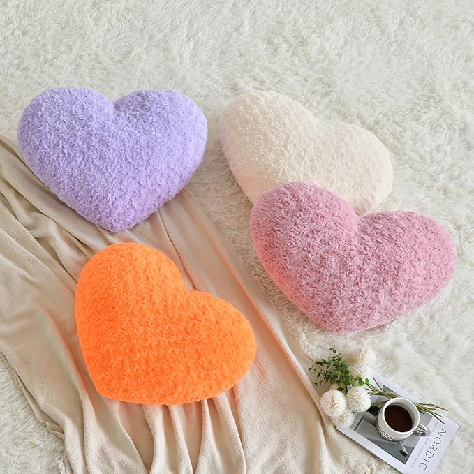Heart Pillow, Soft Heart Shaped Pillow with Room Decorative Throw Pillows for Bed Couch Chair Sofa, Heart Shaped Cute Throw Pillow Cushion for Bedroom Living Room (Orange, Large 19.6" x 15.7")