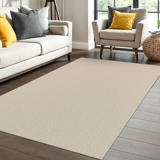 IOHOUZE Washable Area Rug 4x6 Non Slip Rubber Backed Woven Rugs for Entryway Indoor Bedroom Rugs Kitchen Rug Floor Throw Carpet for Entrance Front Door Living Room, Beige/Khaki