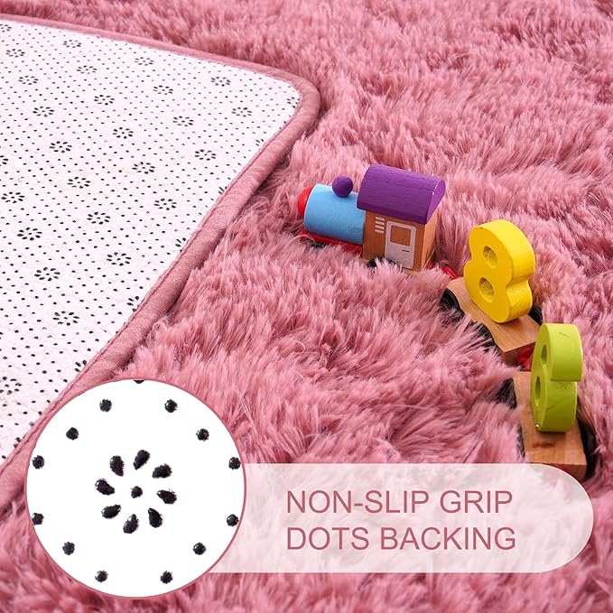 Noahas Blush Runner Rug for Hallway,2'x6' Long Area Rugs for Bedroom Living Room,Non Slip Thick Shag Carpet for Entryway Nursery Bedside Kids Girls Room Home Decor