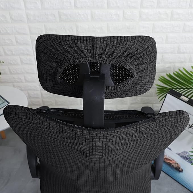 FORCHEER Ergonomic Office Chair Covers Set with Headrest Cover Water Repellent Managerial Chair Cover for Office Executive Chair，Black
