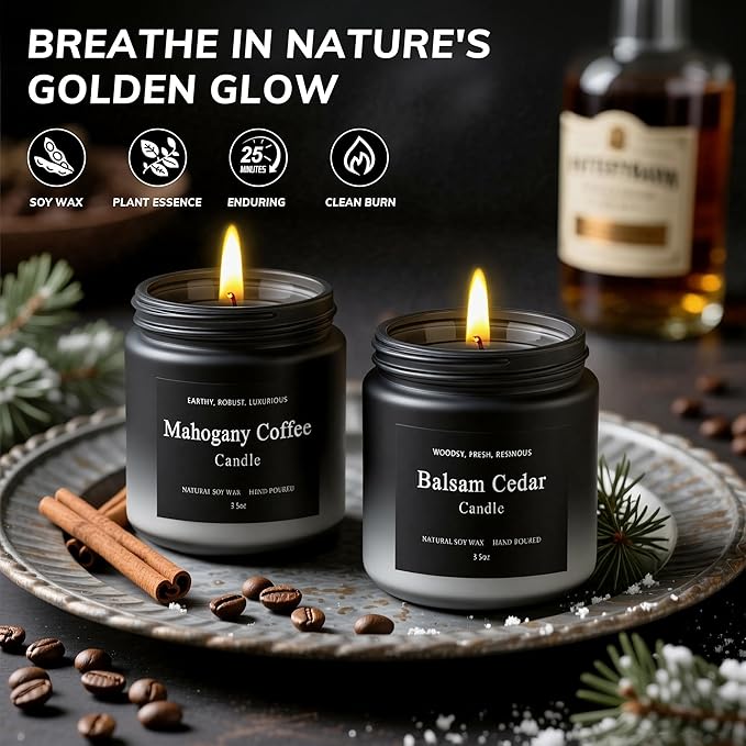 6 Pack Men Candles for Home Scented, Soy Wax 200 Hour Long Lasting Candle, Soy Candle Gifts Set for Birthday, Valentine, Christmas, Anniversary Present