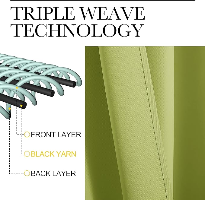 NICETOWN Fresh Green Blackout Curtains 120 inches Length for Living Room, 2 Panels, 55" Wide, Thermal Insulated Long Drapes for Large Window